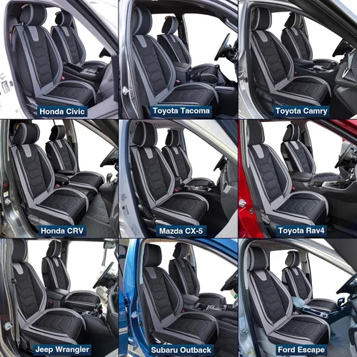 Miniatura 3 de OASIS AUTO Juego completo de fundas de asiento de automóvil, fundas de asiento impermeables de piel sintética para automóviles, ajuste universal