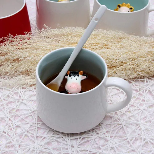 Miniatura 2 de ZaH Taza de café con diseño de animales de dibujos animados, regalo de cumpleaños de Navidad para niños y niñas, vaca