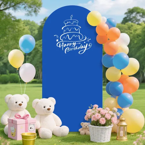 Miniatura 6 de Fundas de arco azul para telón de fondo elástico para arco de boda de 6.6 pies, cubierta de fondo ajustable de elastano cubierta de soporte de arco