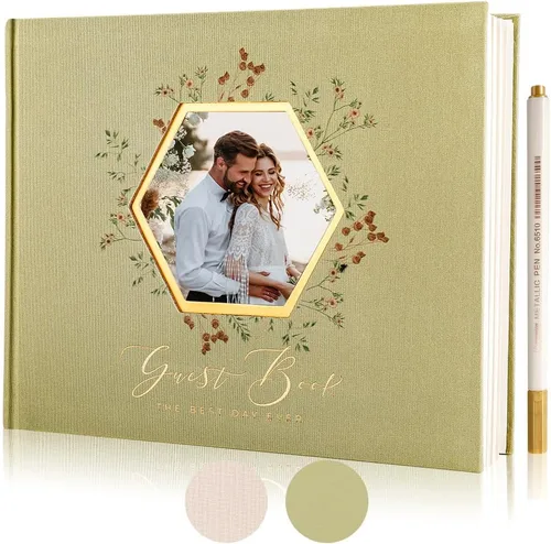 Miniatura 11 de Libro de invitados de boda, Libro de invitados para recepción de boda, Libro de invitados Polaroid para boda de 100 páginas en papel con tapa dura