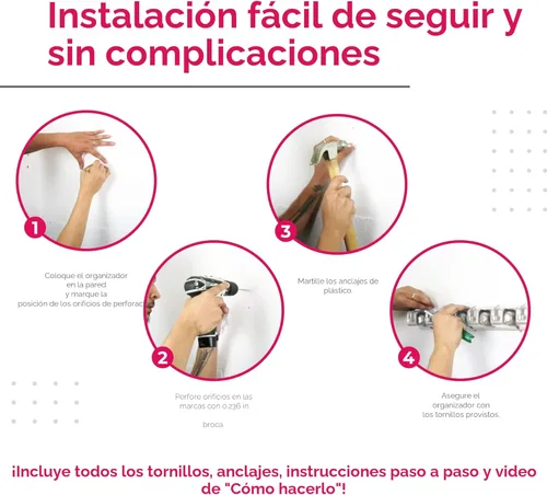 Miniatura 8 de Soporte de pared para trapeador y escoba AGARRE EXTRA - Herramienta de jardín colgante de pared y organizador de armario utilitario, gancho