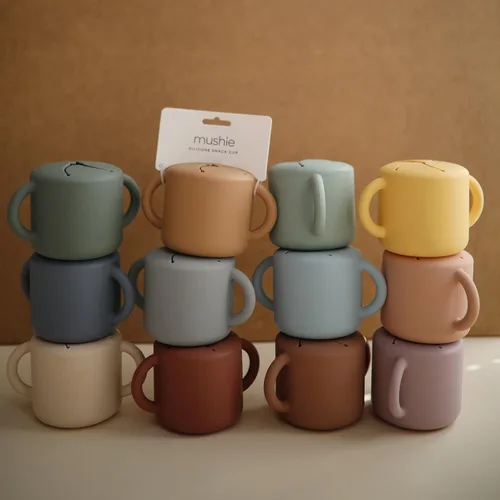 Miniatura 4 de mushie - Taza para merienda de silicona Contenedor de alimentos a prueba de derrames para niños pequeños y bebés (flores rosas)