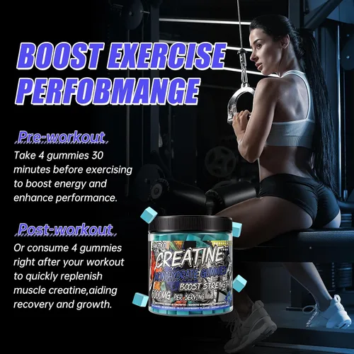 Miniatura 4 de Gomitas de monohidrato de creatina, 0.23 onzas, 120 unidades de constructor muscular para hombres y mujeres, suplemento de preentrenamiento