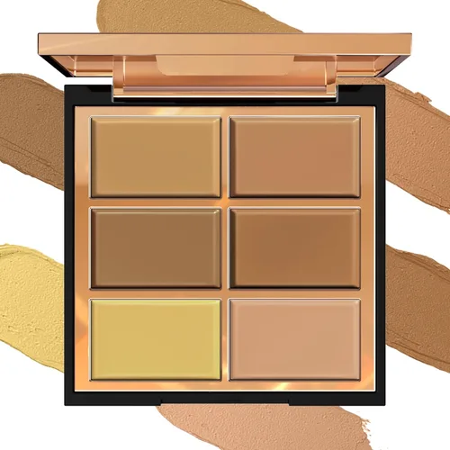 FV Paleta corrector profesional de 6 colores – Fórmula de crema de cobertura completa para ojeras, enrojecimiento y cicatrices de acné | Maquillaje