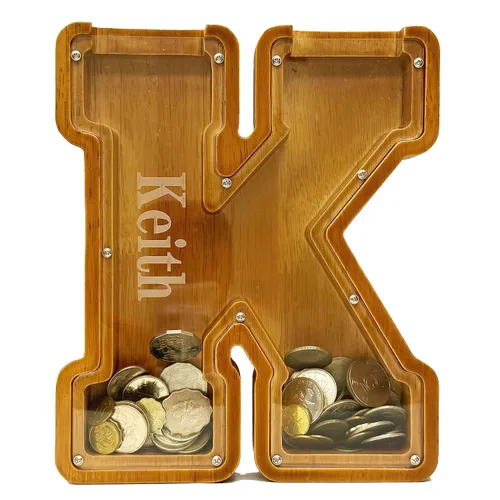 Miniatura 3 de Hucha Personalizada de Madera con Alfabeto - Hucha para Niños - Hucha para Niños y Niñas - Hucha de Monedas - Banco - Puede Usarse como Regalo