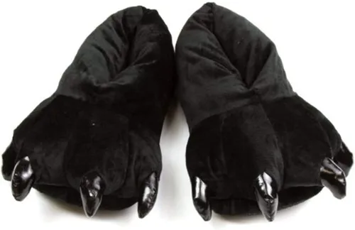Miniatura 2 de Pantuflas de felpa con forma de garra de animal unisex de moda., M(EUR35-38), Negro