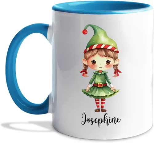Miniatura 20 de Taza de café de Papá Noel con nombre personalizado – Taza de Papá Noel personalizada, 11 onzas y 15 onzas, bonita taza de cerámica blanca regalo