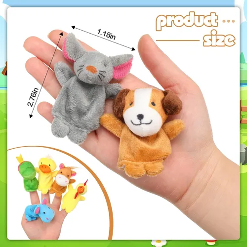 Miniatura 2 de Juego de 60 marionetas de dedo, 19 marionetas de dedos de animales de peluche diferentes, relleno de caza de huevos de Pascua para contar historias
