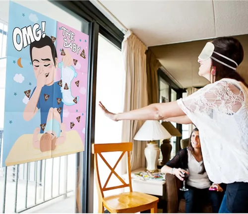 Miniatura 3 de PARTYLOUD Pin The Sticker en el pañal, juegos de baby shower, divertidos juegos de baby shower, actividades temáticas de pañales, juegos de fiesta