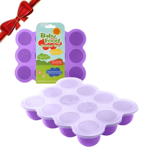 Miniatura 10 de Samuelworld Contenedor de almacenamiento de alimentos para bebés, 12 porciones x 2.5 onzas, bandeja de silicona sin BPA con tapa de clip para Azul