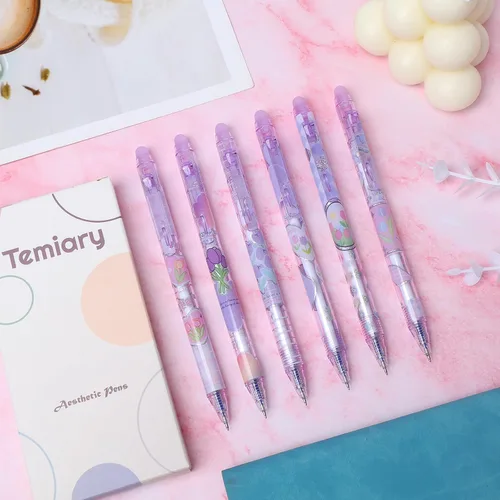 Miniatura 8 de Temiary 12Pcs Bolígrafos de Gel Borrables Lindos, Hacen Desaparecer los Errores, Punta Fina de 0.02 Pulgadas (0.5mm) para Escritura Suave