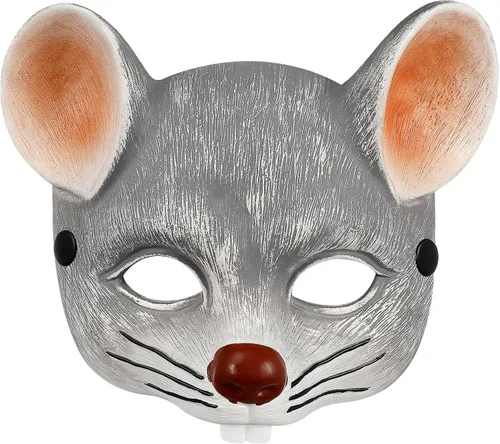 Miniatura 10 de jojofuny Máscara de rata gris: máscara de cabeza de rata cicatriz 3D, disfraz de ratón animal de media cara para Halloween, carnaval, mascarada