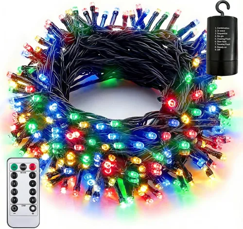 Miniatura 17 de Luces de decoración para el día de San Patricio, 33 pies, 100 luces LED, luces verdes de Navidad, impermeables, para exteriores, cadena de luces