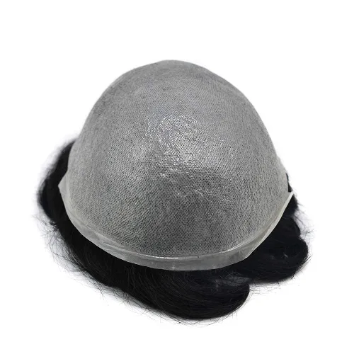 Miniatura 4 de Toupee - Sistema de cabello humano de repuesto para hombre, pieza de cabello humano con bucle en V de poliuretano de 0.002 in, peluca de piel fina