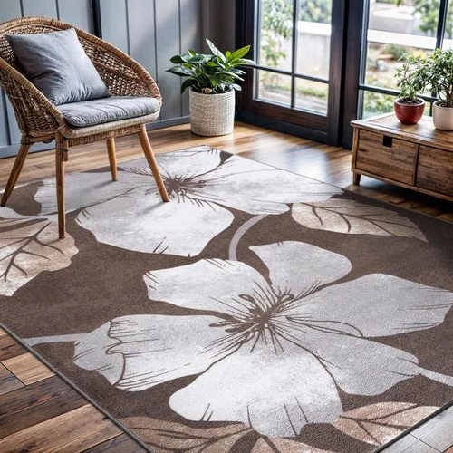 Miniatura 10 de CAMILSON Solana - Alfombra moderna con diseño floral de 2 x 3 pies, antideslizante y parte trasera de goma, negro - flores grises, alfombra