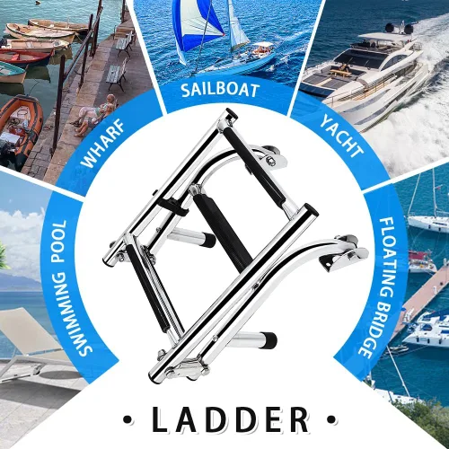 Miniatura 2 de Escalera plegable de acero inoxidable para barco, escalera de natación portátil, escalera telescópica para yates marinos y más (7101SN25)