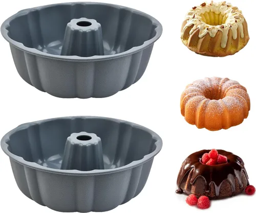 Miniatura 8 de PADELE Paquete de 2 moldes de silicona antiadherentes, 10 pulgadas, moldes de silicona para pasteles, molde para hornear para gelatina, gelatina