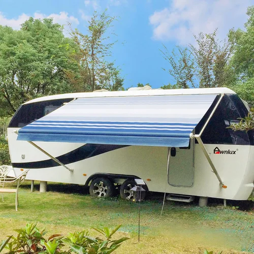 Awnlux Juego completo de toldos retráctiles modulares manuales blancos para RV, quinta rueda, remolques de viaje, transportadores de juguetes y