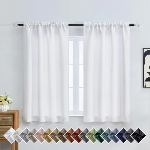 Miniatura 155 de OVZME Cortinas opacas turquesa para tratamiento de ventanas pequeñas, cortinas cortas con bloqueo de luz para ventana de cocina sobre el fregadero