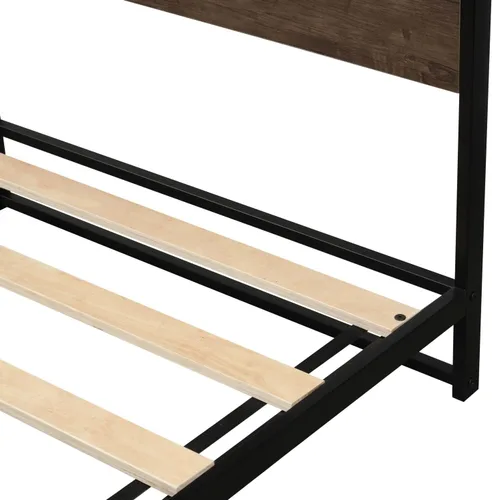 Miniatura 7 de Anwick Base de cama de tamaño individual con cabecera de madera/plataforma de metal alto/cama de plataforma individual para niños, con espacio