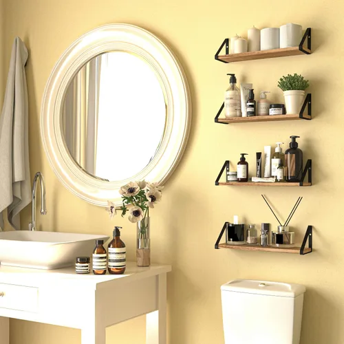 Miniatura 7 de Wallniture Ponza - Juego de 4 estantes flotantes para montaje en pared, estantes de pared para dormitorio, baño, sala de estar, cocina, tablero