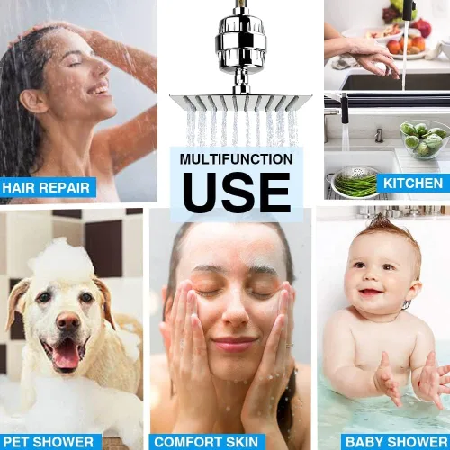 Miniatura 7 de Filtro de cabezal de ducha de 15 etapas para agua dura, filtro de agua de ducha de alto rendimiento que reduce el cloro, mejora la condición