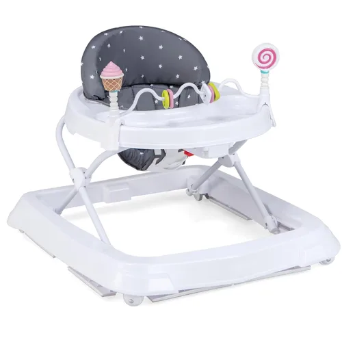 Miniatura 13 de HONEY JOY Andador de bebé, juguete plegable para empujar sentado y caminar detrás con ruedas, piano interactivo y pedantes, altura y velocidad Azul