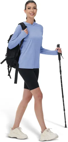 Miniatura 5 de MAGCOMSEN Camiseta de manga larga con protección solar UPF 50+ para mujer, de secado rápido, ligera, para senderismo y atletismo