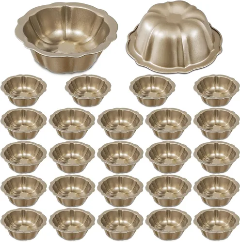 Miniatura 15 de Ctosree 8 piezas de 4 pulgadas estriado mini molde para pasteles antiadherente estriado molde de acero al carbono tubo de metal horno horno molde