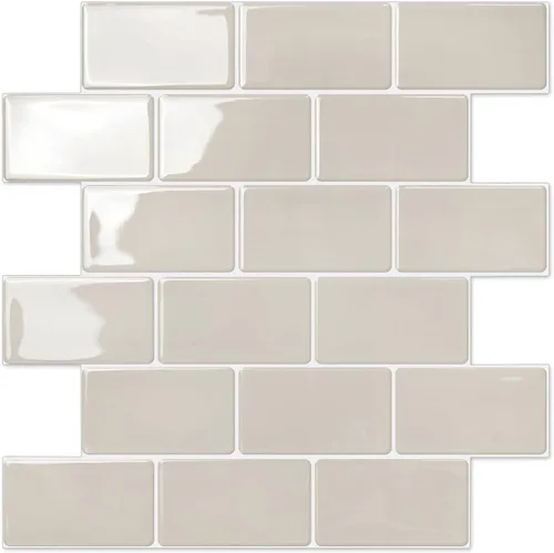 Miniatura 8 de STICKGOO - Azulejos de metro blancos para despegar y pegar, azulejos adhesivos para cocina (paquete de 1, diseño más grueso)