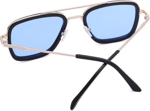 Miniatura 2 de LA SUNGGO Tony Stark - Gafas de sol cuadradas vintage con marco de metal para niños y niñas lentes de sol Iron Man y Spider-Man