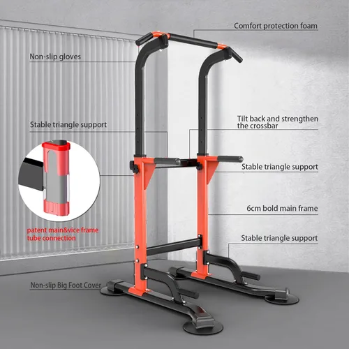 Miniatura 2 de Z ZHICHI Pull Up Dip Station For Home Gym Strength Training Fitness Workout Station Chin-Ups Push-Ups Pull-Ups Dip-Ups 330LBS T055CDC Naranja