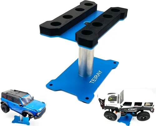 Miniatura 10 de Soporte de trabajo para automóvil a control remoto, estación de trabajo de reparación de aluminio de 360 grados de altura de rotación para 1/16 1/18