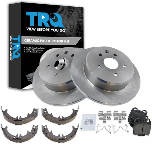 Miniatura 86 de TRQ Kit de pastillas de freno y rotor Posi trasero premium con zapatas de estacionamiento para camión GM SUV