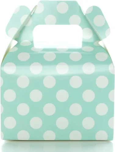 Food With Fashion Cajas de regalo de dulces de lunares azul aguamarina (paquete de 12) – Pequeña caja de regalo de fiesta, cajas de regalo de boda,