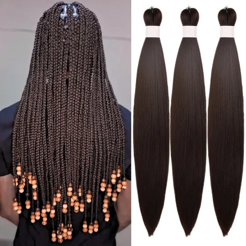 Miniatura 67 de Cabello estirado de fibra Kanekalon para trenzar con cabello humano, color oro rosado, 30 pulgadas