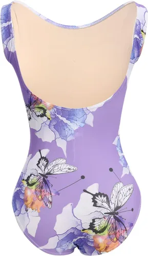 Miniatura 37 de AFAVOM Leotardos de ballet para mujeres adultas con estampado de flores de mariposa sin espalda, leotardos de gimnasia con brasier y prácticas