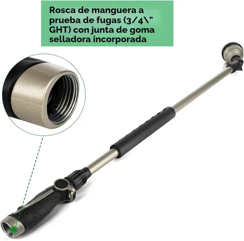 Miniatura 5 de RESTMO Varita de riego de 36” de largo, varita de manguera de jardín de metal con cabezal giratorio de 180° y 10 patrones de pulverización, rociador