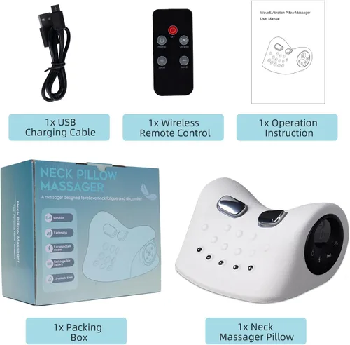 Miniatura 8 de Almohada calentada Masajeador de cuello portátil 3 en 1 Masaje de vibración al por mayor 4D Masaje profundo 6 niveles Intensidad Cuello Hombro