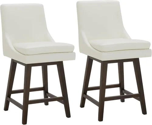 Miniatura 13 de CHITA Taburete de bar giratorio de altura de mostrador, taburete de bar tapizado, altura del asiento de 26.8 pulgadas de alto, tela en niebla