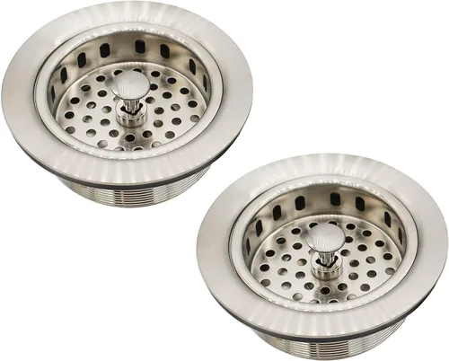 Miniatura 13 de Westbrass D214-05 - Colador grande para fregadero de cocina estilo poste de 3-1/2 pulgadas, níquel pulido
