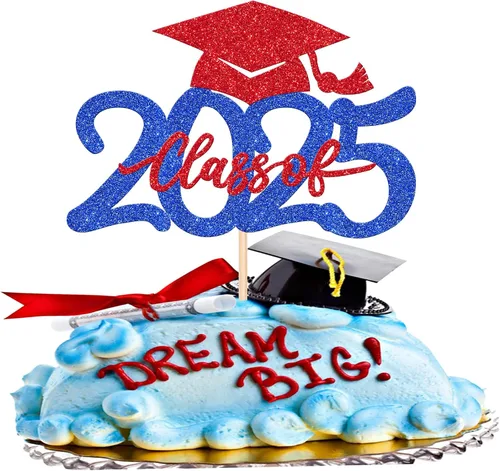 Miniatura 31 de 1 pieza de decoración para pastel de clase 2025 con purpurina, tapa de graduación 2025, decoración de pastel de felicitaciones para 2025, decoración