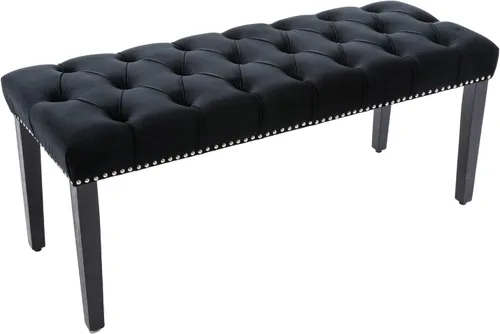 Miniatura 10 de KCC Banco otomano tapizado con botones, bancos tapizados de terciopelo para dormitorio, reposapiés, banco decorativo para entrada, comedor, sala