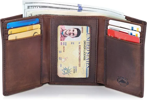 Miniatura 2 de Stealth Mode Trifold portafolios de piel RFID bloqueo bolso para hombres