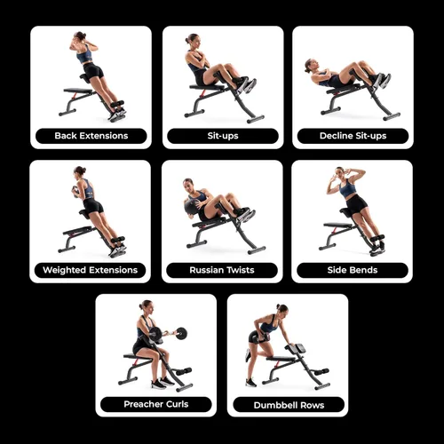 Miniatura 3 de Sunny Health & Fitness Multi-Function Roman Chair with Dip Station & Sit-Up Bench, Adjustable Heavy-Duty Strength Training Equipment for Glutes