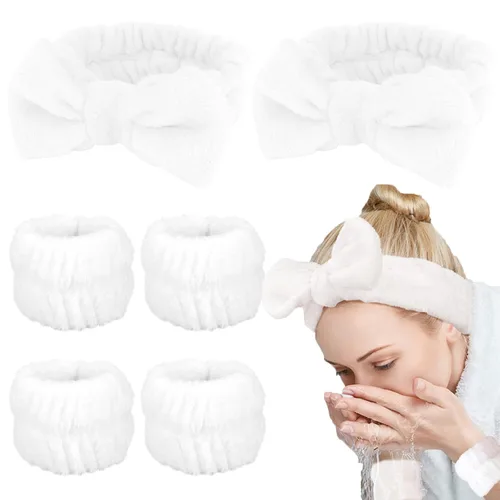 Miniatura 25 de WHAVEL Juego de 6 diademas y pulseras de spa, cintillo de lavado facial, muñequeras para lavar la cara, maquillaje, cuidado de la piel, banda