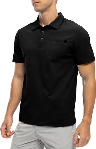 Miniatura 2 de Rdruko Polo de golf para hombre, manga corta, ajuste seco, cuello con bolsillo, tenis, trabajo, casual