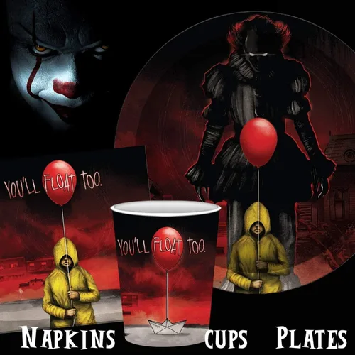 Miniatura 3 de Silver Buffalo IT Pennywise the Clown - Juego de 60 platos de papel desechables, servilletas y tazas para fiestas IT (60 paquete)