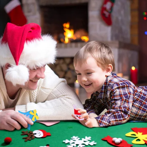 Miniatura 7 de Juego de árbol de Navidad de fieltro de 4 pies con 36 adornos – Árbol de Navidad de fieltro para colgar en la pared para niños pequeños, decoración