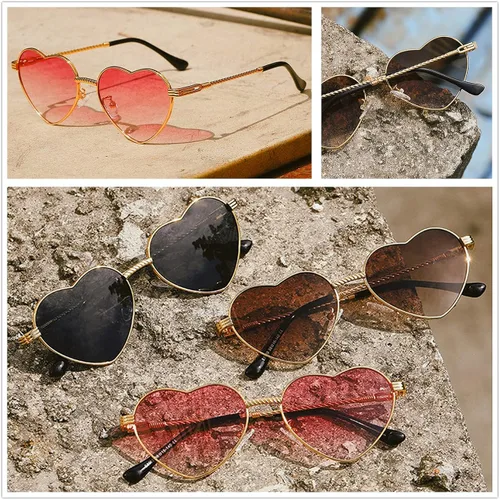 Miniatura 5 de NIDOVIX Lindos lentes de sol de corazón para mujer marco de metal de moda lentes de protección UV400